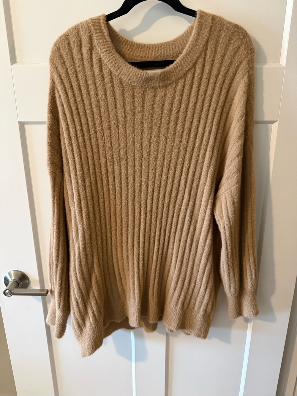American Eagle Cozy Ribbed Crewneck Sweater - Beige
